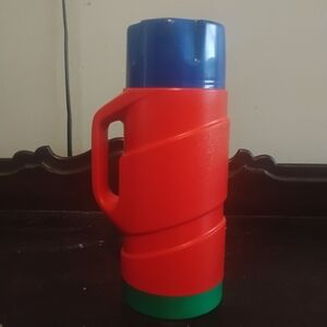 Invicta Red Thermos with Blue Lid and Green Base